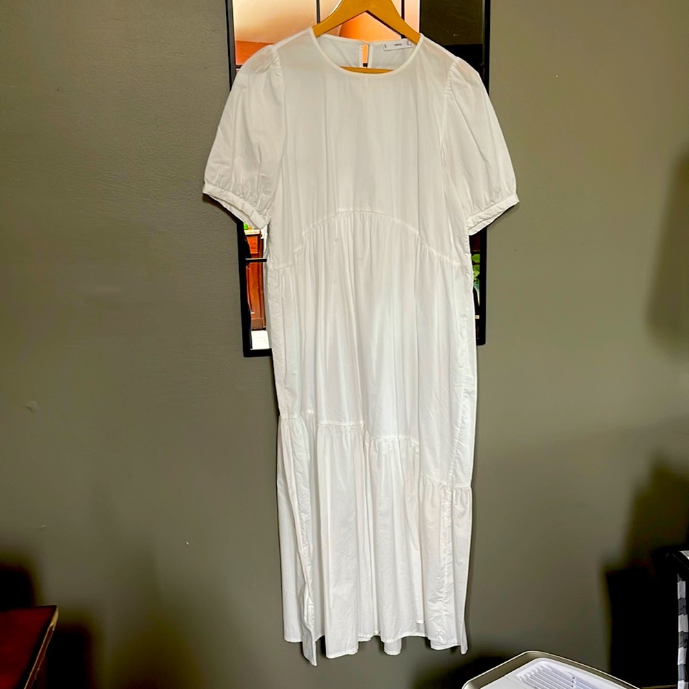 Mango long white dress size is Large